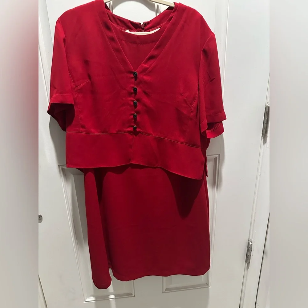 Liz Claiborne Vibrant Red‎ Short Sleeve Dress